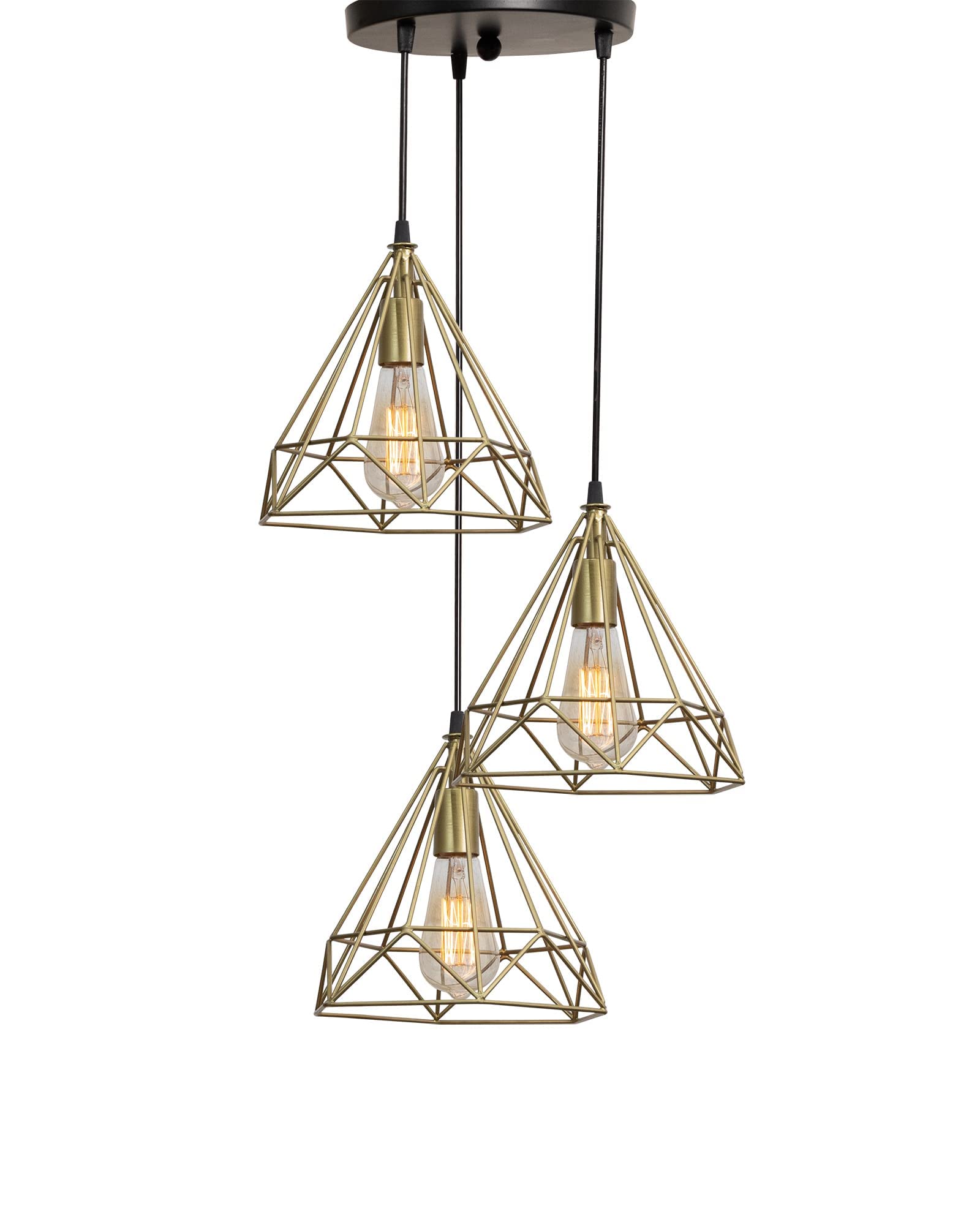 Homesake Hanging Light 3-Diamond Cluster Pendant Light, Home Decor Living Room, Chandelier for Living Room Modern, Diwali Decora